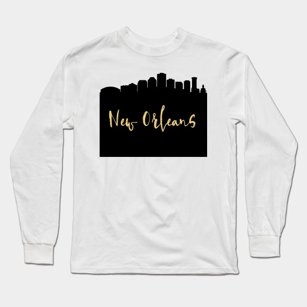 NEW ORLEANS LOUISIANA DESIGNER SILHOUETTE SKYLINE ART Long Sleeve T-Shirt by deificusArt